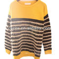 12STC0690 ladies mohair black yellow striped sweater